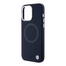 BMW для iPhone 15 Pro чехол Signature Liquid silicone Laser Ring Hard Navy (MagSafe)