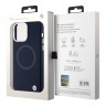 BMW для iPhone 15 Pro чехол Signature Liquid silicone Laser Ring Hard Navy (MagSafe)