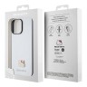 Hello Kitty для iPhone 14 Pro Max чехол PU Grained leather Metal Kitty Head Hard Silver