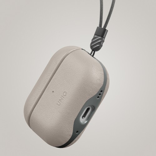 Uniq для Airpods Pro 2 чехол Lyden DS Leatherette with handstrap Ivory/Lychen Green