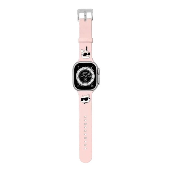 Karl Lagerfeld для Apple Watch 41/40/38 mm ремешок 3D Rubber NFT Karl & Choupette heads Pink