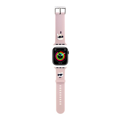 Karl Lagerfeld для Apple Watch 42-41-40 mm ремешок 3D Rubber NFT Karl & Choupette heads Pink