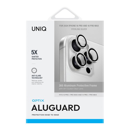 Uniq стекло для iPhone 16 Pro/16 Pro Max OPTIX Camera Lens AluGuard Silver