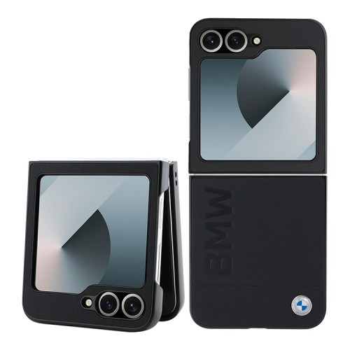 BMW для Galaxy Z Flip 6 Signature Leather Logo imprint Black