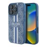Guess для iPhone 16 Pro Max чехол PU кожа 4G Stripes Blue (MagSafe)