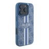 Guess для iPhone 16 Pro Max чехол PU кожа 4G Stripes Blue (MagSafe)