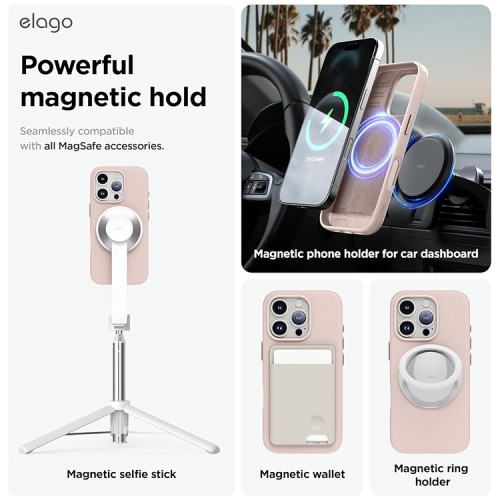 Elago для iPhone 16 Pro Max чехол PU Leather Lovely Pink (MagSafe)