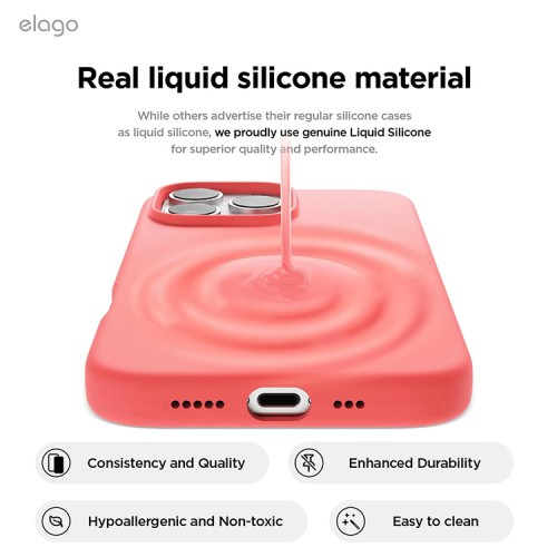 Elago для iPhone 16 Pro чехол Soft silicone (Liquid) Pink