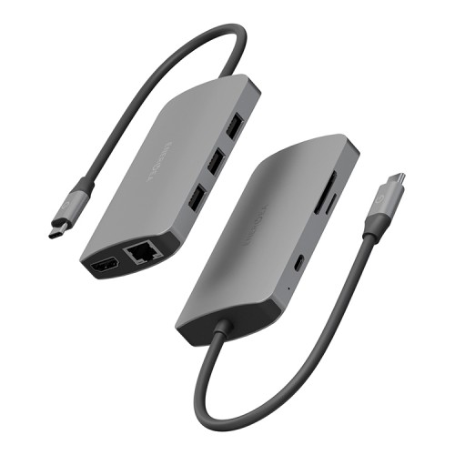 Energea Разветвитель AluHUB HD PRO2 8-in-1 Superspeed Aluminium USB-C 100W Gunmetal