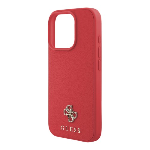 Guess для iPhone 16 Pro Max чехол PU Grained leather Small 4G metal logo Hard Red (MagSafe)