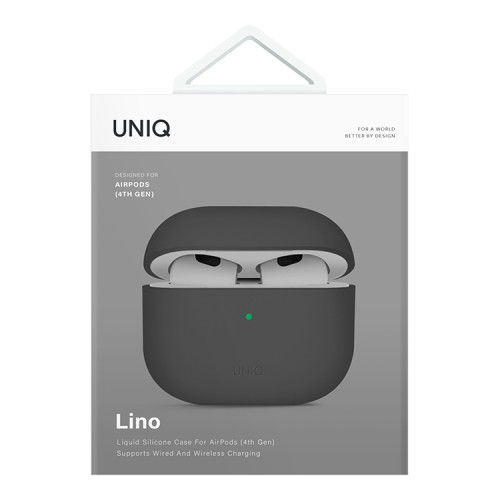Uniq для Airpods 4 чехол LINO Liquid silicone Grey