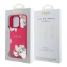 Guess для iPhone 15 Pro Max чехол PU Grained leather Flowers Metal logo Hard Fuchsia (MagSafe)