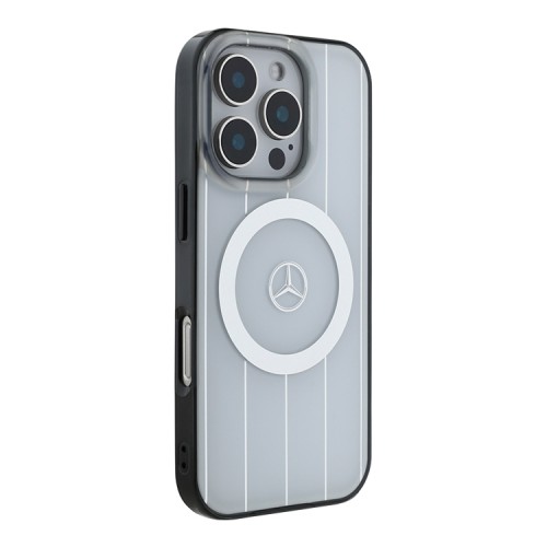 Mercedes для iPhone 16 Pro чехол PC/TPU Double layer Crossed lines Hard White (MagSafe)