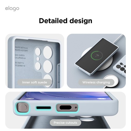 Elago для Galaxy S25 Ultra чехол Soft silicone (Liquid) Light Blue