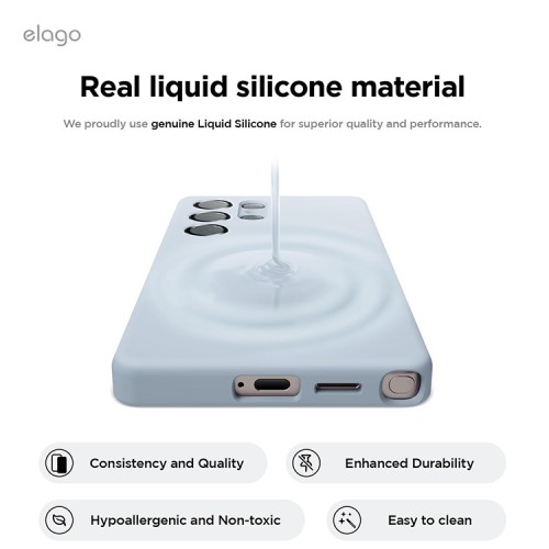 Elago для Galaxy S25 Ultra чехол Soft silicone (Liquid) Light Blue