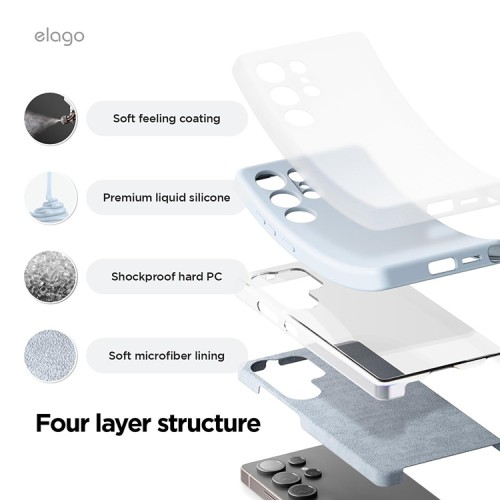 Elago для Galaxy S25 Ultra чехол Soft silicone (Liquid) Light Blue