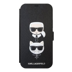 Чехол Karl Lagerfeld PU Saffiano Karl and Choupette Booktype для iPhone 12 | 12 Pro, черный