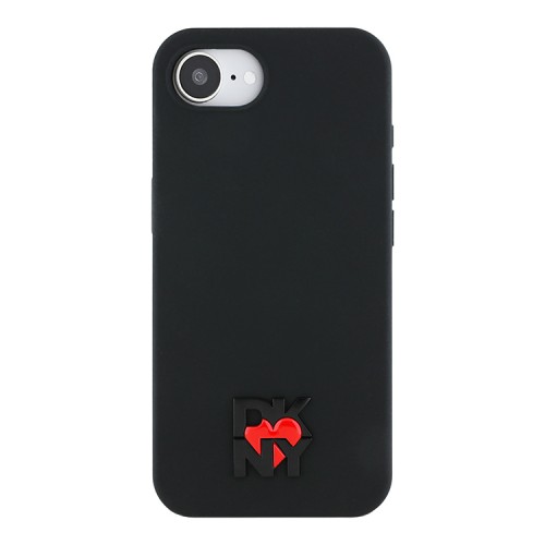 DKNY для iPhone 16e чехол PU Grid pattern Metal logo Hard Black (MagSafe)