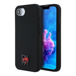 DKNY для iPhone 16e чехол PU Grid pattern Metal logo Hard Black (MagSafe)