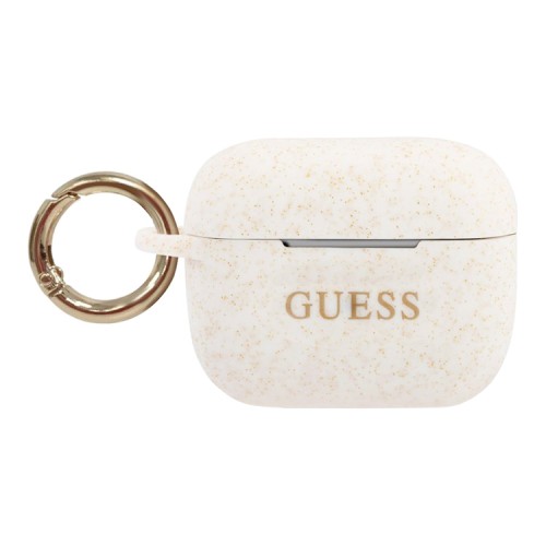 Guess Glitter Silicone чехол с кольцом для Airpods Pro, белый