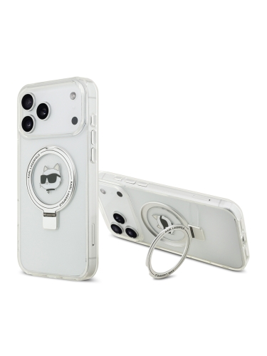 Karl Lagerfeld для iPhone 17 Pro чехол IML + Ring stand NFT Choupette head прозрачный (MagSafe)