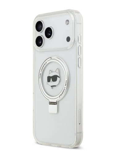 Karl Lagerfeld для iPhone 17 Pro чехол IML + Ring stand NFT Choupette head прозрачный (MagSafe)