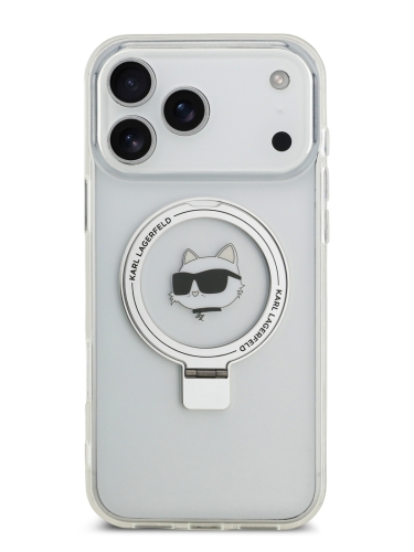 Karl Lagerfeld для iPhone 17 Pro чехол IML + Ring stand NFT Choupette head прозрачный (MagSafe)