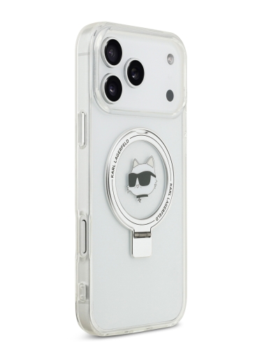 Karl Lagerfeld для iPhone 17 Pro чехол IML + Ring stand NFT Choupette head прозрачный (MagSafe)