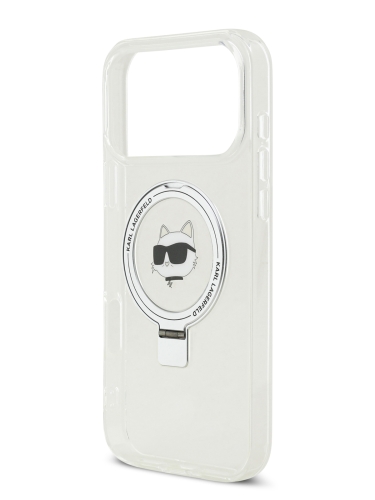 Karl Lagerfeld для iPhone 17 Pro чехол IML + Ring stand NFT Choupette head прозрачный (MagSafe)