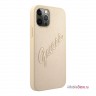 Чехол Guess PU Saffiano Script embossed logo Hard для iPhone 12 Pro Max, золотой