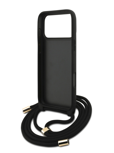 Guess для iPhone 17 Pro чехол Crossbody PU 4G Big metal logo Hard + Nylon Cord Brown