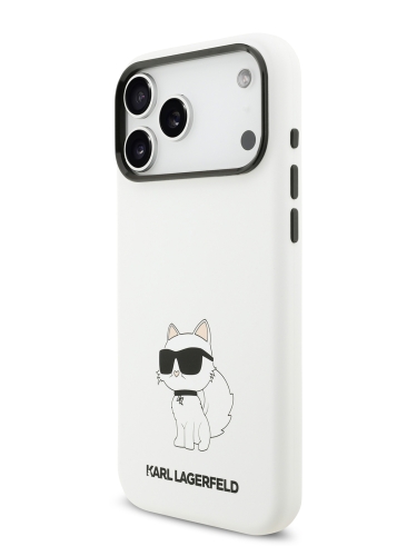Karl Lagerfeld для iPhone 17 Pro Max чехол Liquid silicone NFT Choupette Metal Cam Hard White (MagSafe)