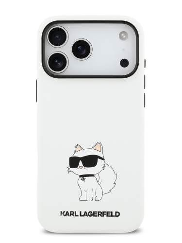 Karl Lagerfeld для iPhone 17 Pro Max чехол Liquid silicone NFT Choupette Metal Cam Hard White (MagSafe)