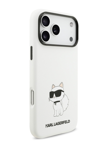 Karl Lagerfeld для iPhone 17 Pro Max чехол Liquid silicone NFT Choupette Metal Cam Hard White (MagSafe)