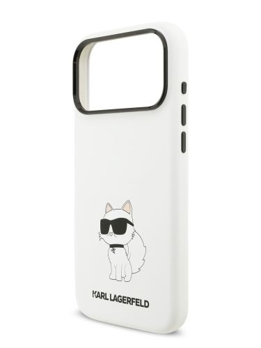 Karl Lagerfeld для iPhone 17 Pro Max чехол Liquid silicone NFT Choupette Metal Cam Hard White (MagSafe)
