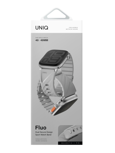 Uniq для Apple Watch 49-40 mm ремешок FLUO Silicone Rubber Mist Grey
