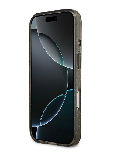 Karl Lagerfeld для iPhone 17 Pro чехол IML NFT Karl & Choupette с глиттером черный/прозрачный (MagSafe)