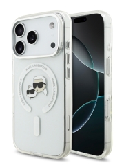 Karl Lagerfeld для iPhone 17 Pro чехол IML NFT Karl &amp; Choup Heads Metal camera Hard White (MagSafe)
