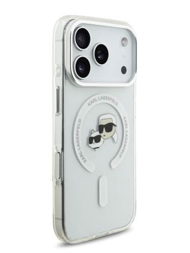 Karl Lagerfeld для iPhone 17 Pro чехол IML NFT Karl & Choup Heads Metal camera Hard White (MagSafe)