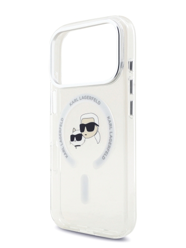 Karl Lagerfeld для iPhone 17 Pro чехол IML NFT Karl & Choup Heads Metal camera Hard White (MagSafe)
