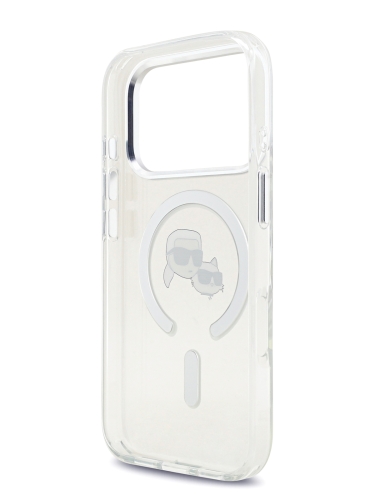Karl Lagerfeld для iPhone 17 Pro чехол IML NFT Karl & Choup Heads Metal camera Hard White (MagSafe)