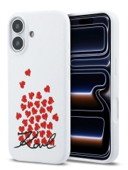 Karl Lagerfeld для iPhone 17 чехол Liquid Silicone Hearts Hard White (MagSafe)