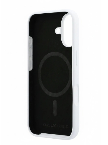 Karl Lagerfeld для iPhone 17 чехол Liquid Silicone Hearts Hard White (MagSafe)