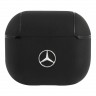 Чехол Mercedes Genuine leather with Metal logo для AirPods 3 (2021), черный