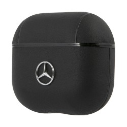 Чехол Mercedes Genuine leather with Metal logo для AirPods 3 (2021), черный