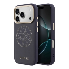 Guess для iPhone 17 Pro Max чехол PU with Perforated 4G logo Metal camera Hard Blue (MagSafe)