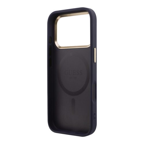 Guess для iPhone 17 Pro Max чехол PU with Perforated 4G logo Metal camera Hard Blue (MagSafe)