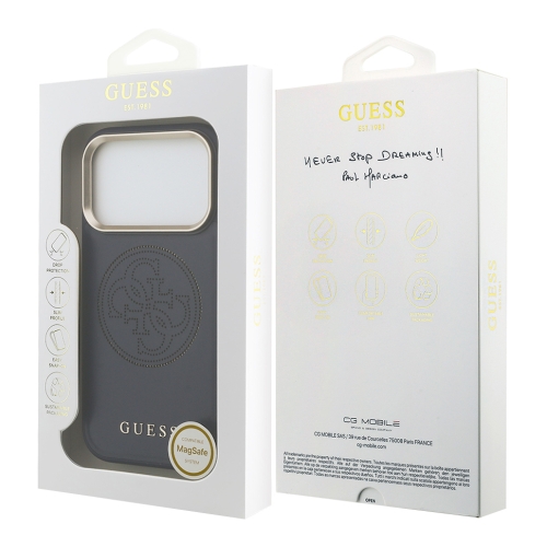 Guess для iPhone 17 Pro Max чехол PU with Perforated 4G logo Metal camera Hard Blue (MagSafe)