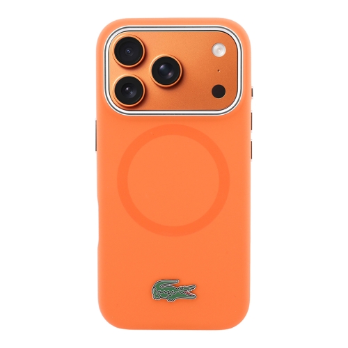 Lacoste для iPhone 17 Pro чехол Liquid silicone Lacquer Metal logo & Camera Hard Orange (MagSafe)