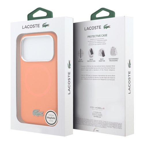 Lacoste для iPhone 17 Pro чехол Liquid silicone Lacquer Metal logo & Camera Hard Orange (MagSafe)